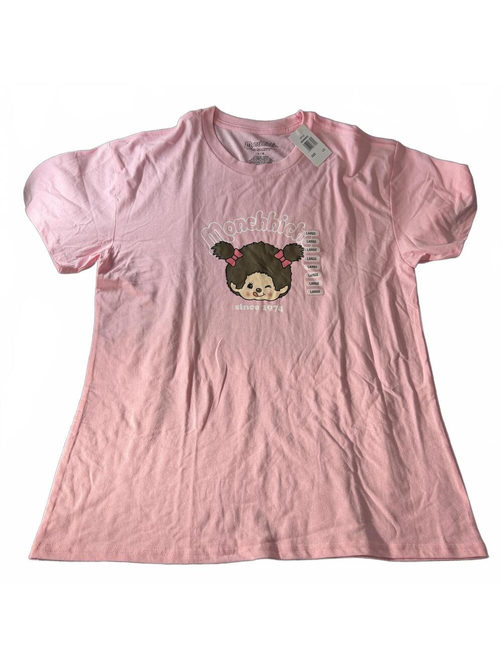 NWT Monchhichi Pink Graphic T-Shirt L Since 1974 Retro Sekiguchi Monkey Tee